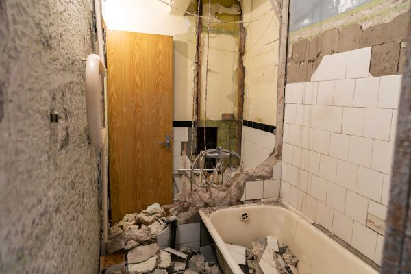 Shower Tile Demolition in Brick